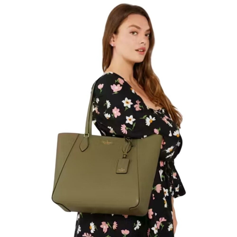 Kate Spade Olive Green Pink Tote Bag